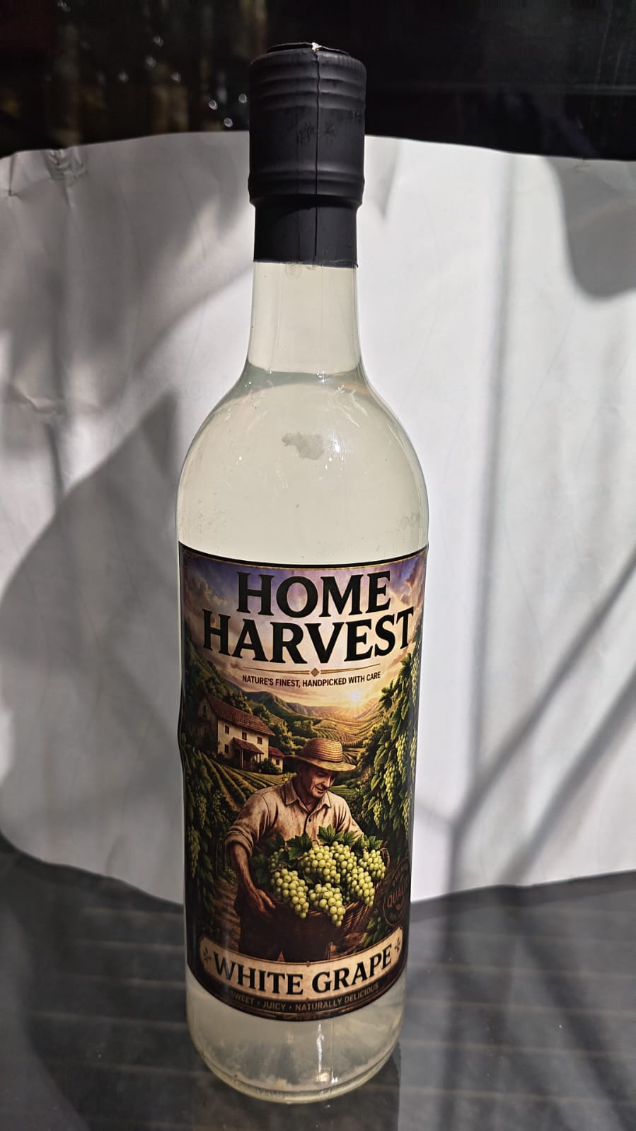 Homemade white grape wine
